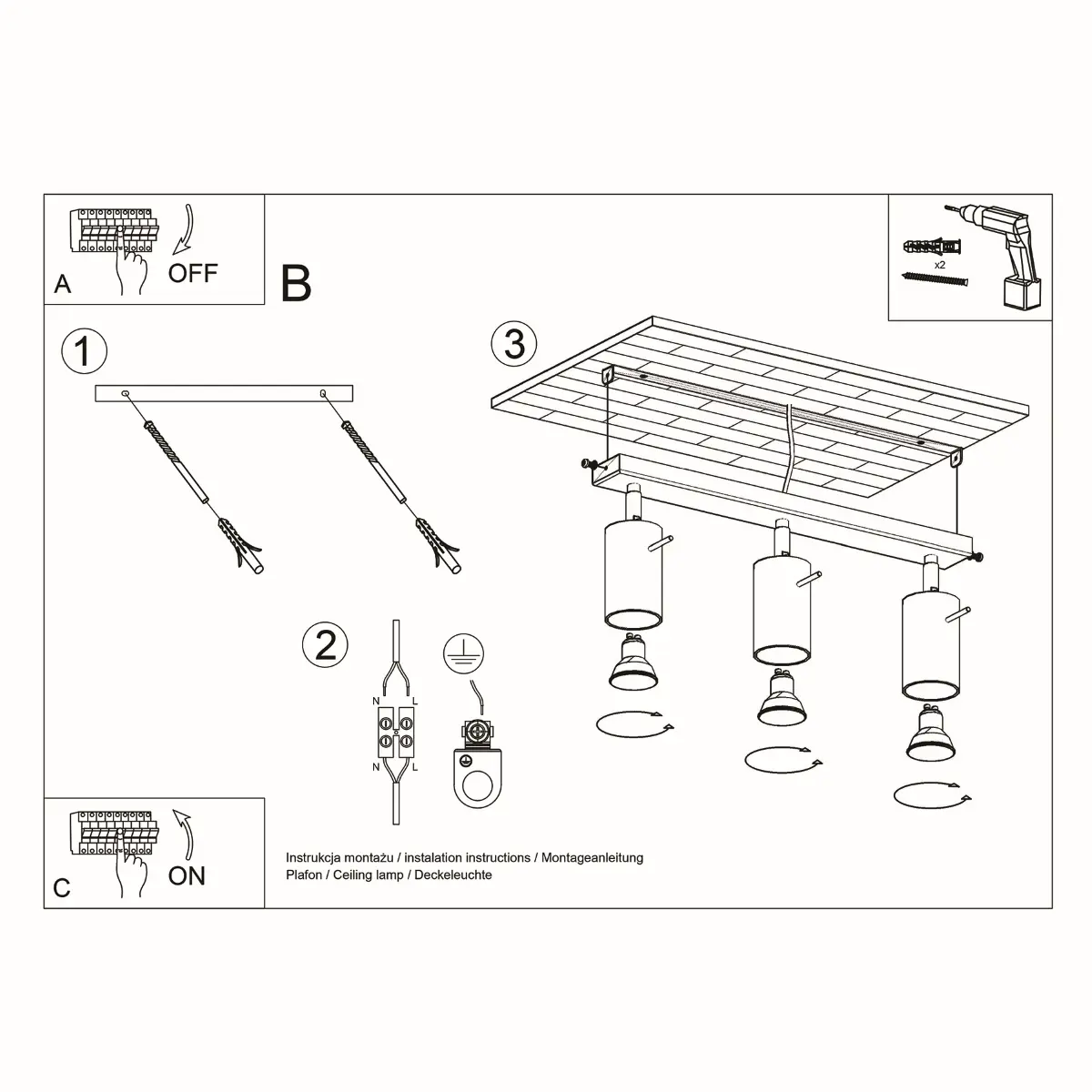 Plafon BERG 3 naturalne drewno SL.0703 - Sollux Lighting - obrazek 6