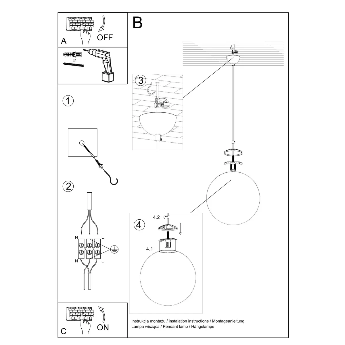 Lampa wisząca UGO 20 złota SL.0715 - Sollux Lighting - obrazek 6