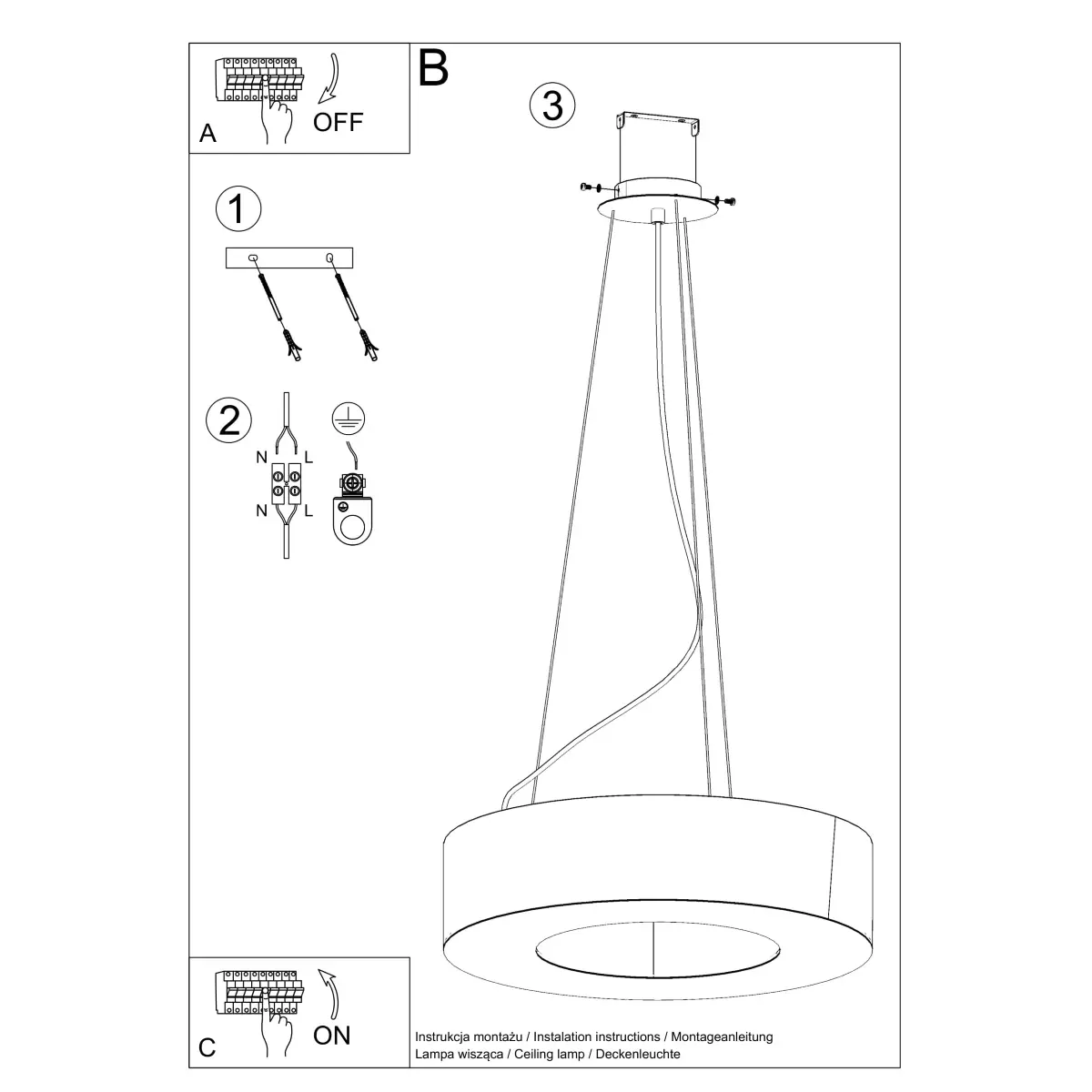 Żyrandol SATURNO SLIM 70 czarny SL.0754 - Sollux Lighting - obrazek 6