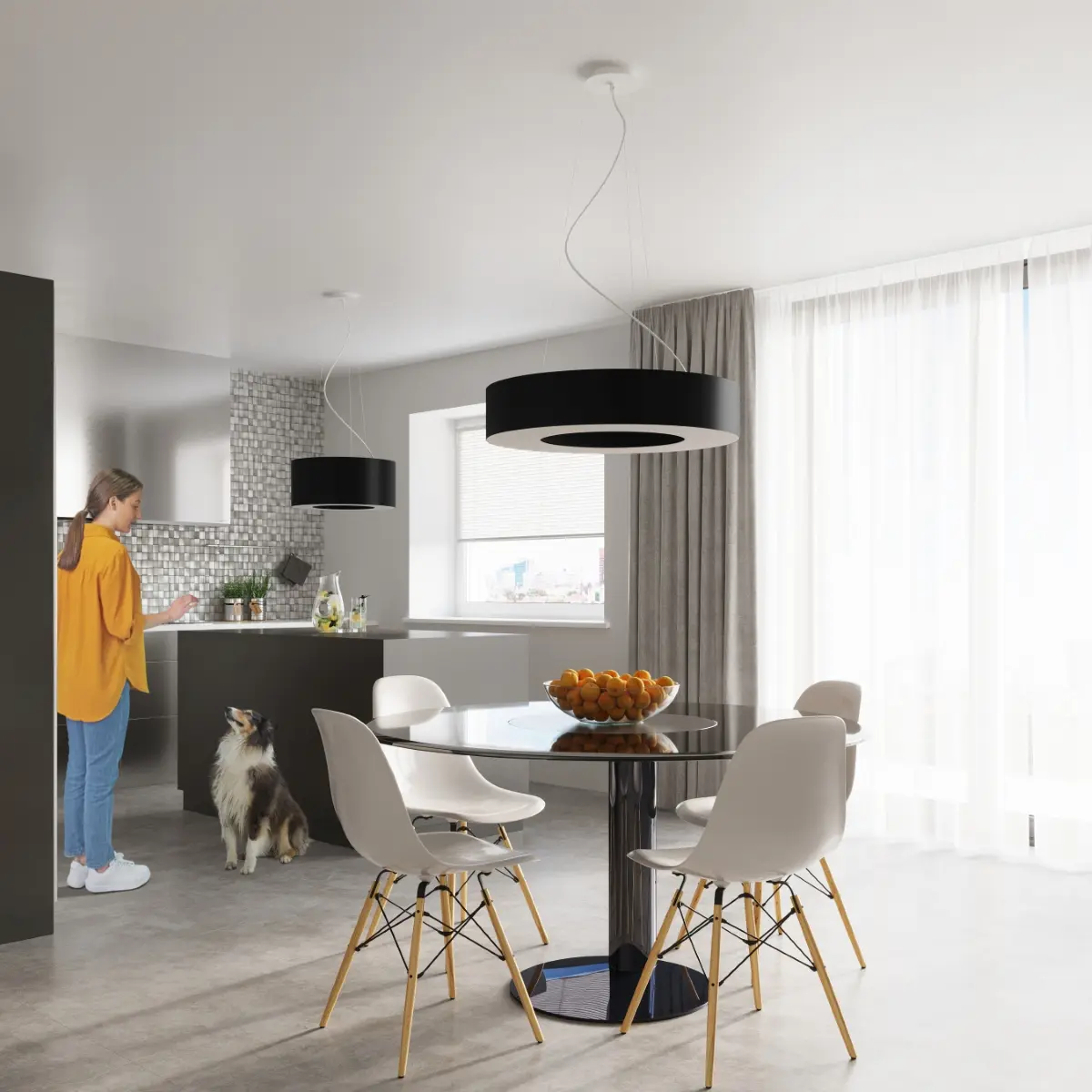 Żyrandol SATURNO SLIM 70 czarny SL.0754 - Sollux Lighting - obrazek 7