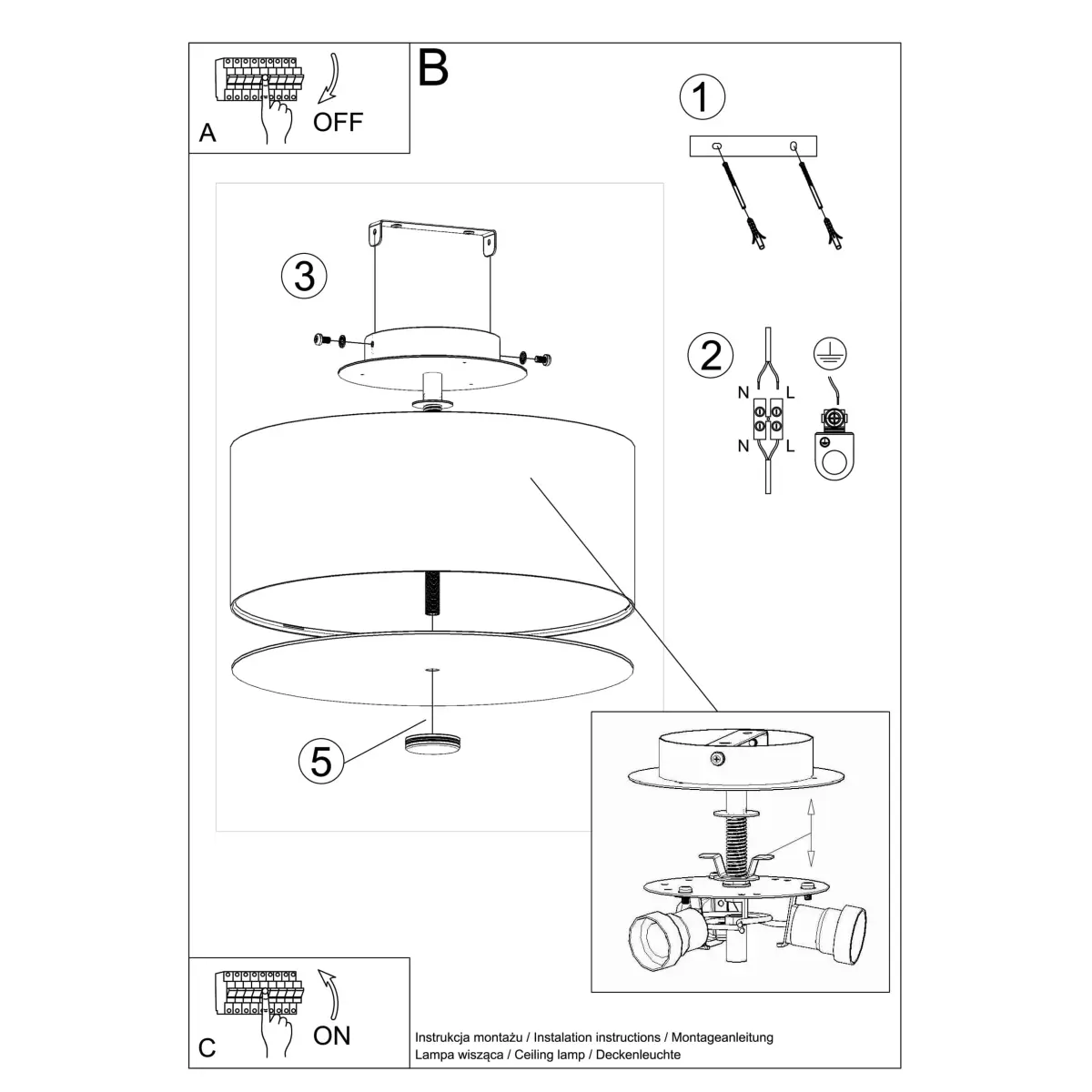Plafon SKALA 30 czarny SL.0760 - Sollux Lighting - obrazek 6