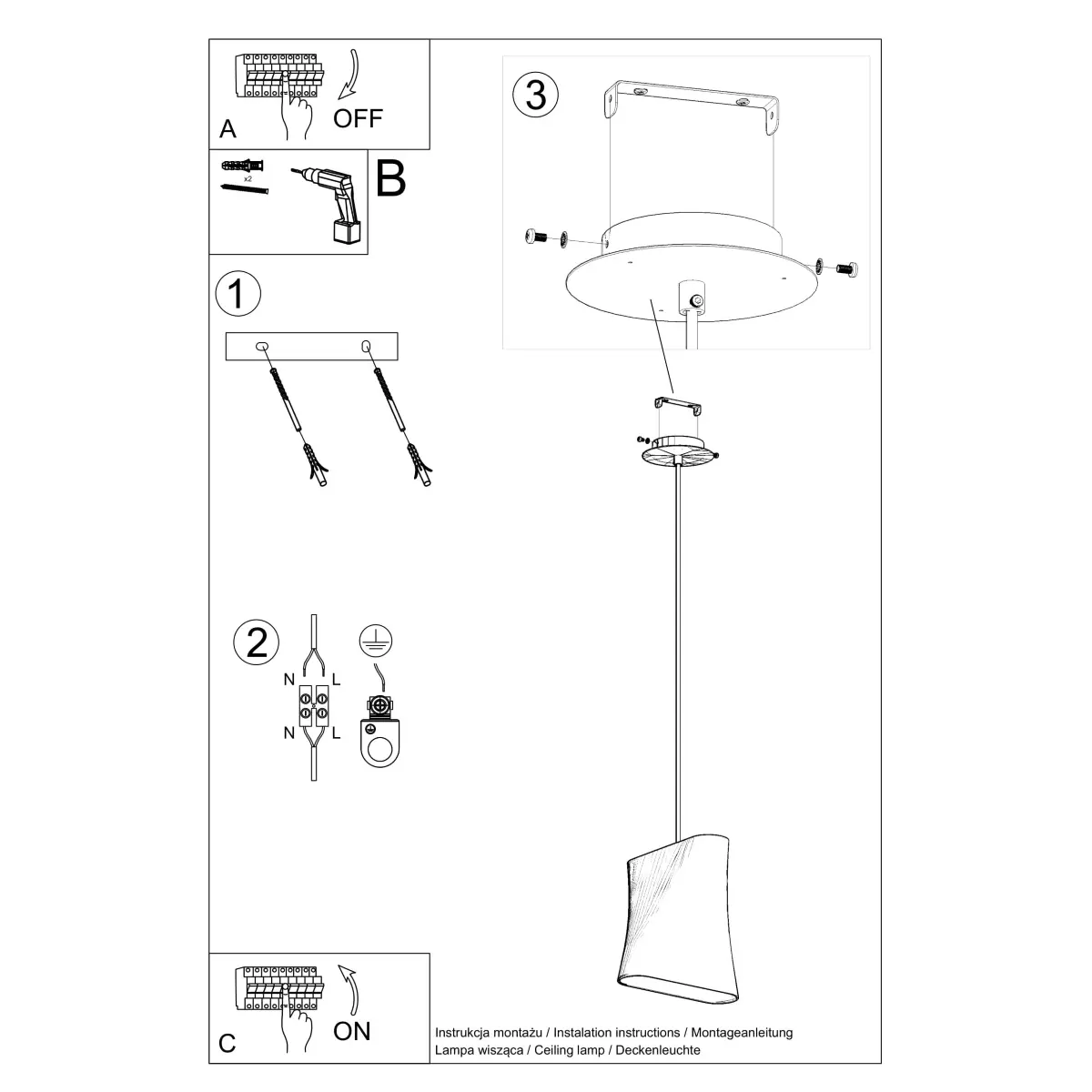 Żyrandol BLUM 1 czarny SL.0770 - Sollux Lighting - obrazek 6