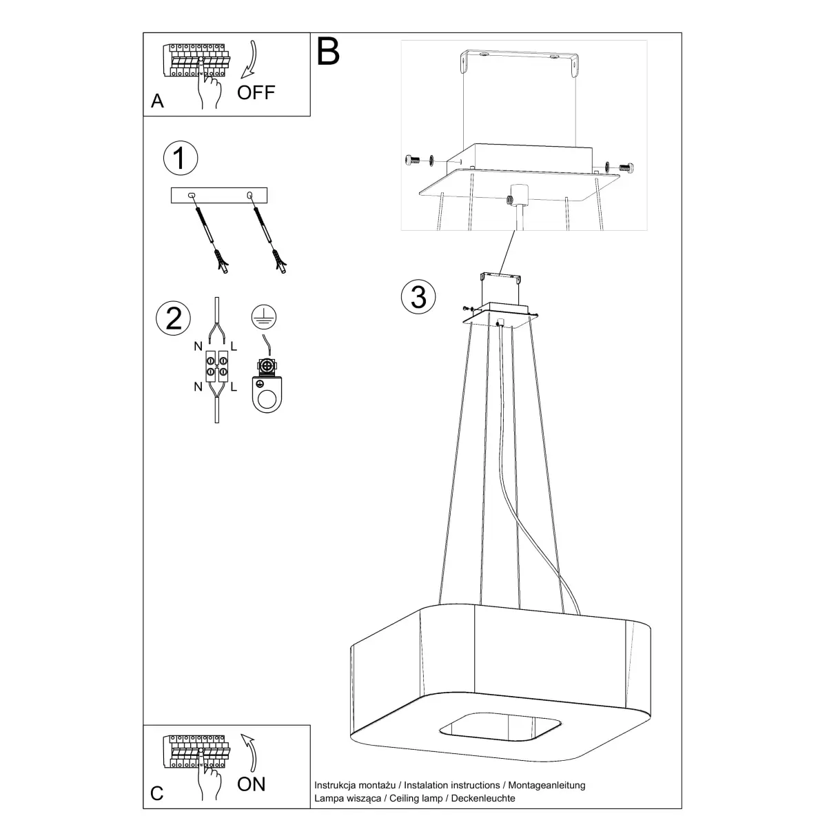 Żyrandol URANO 60 czarny SL.0784 - Sollux Lighting - obrazek 6