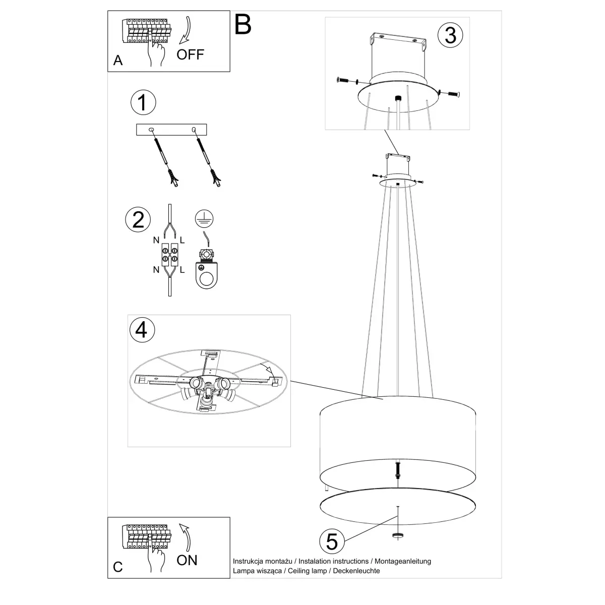 Żyrandol OTTO 60 czarny SL.0788 - Sollux Lighting - obrazek 6