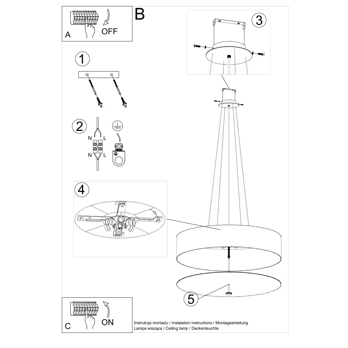 Żyrandol SKALA 70 czarny SL.0802 - Sollux Lighting - obrazek 6