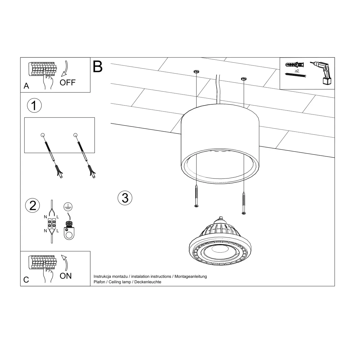 Plafon BASIC 1 beton SL.0881 - Sollux Lighting - obrazek 6
