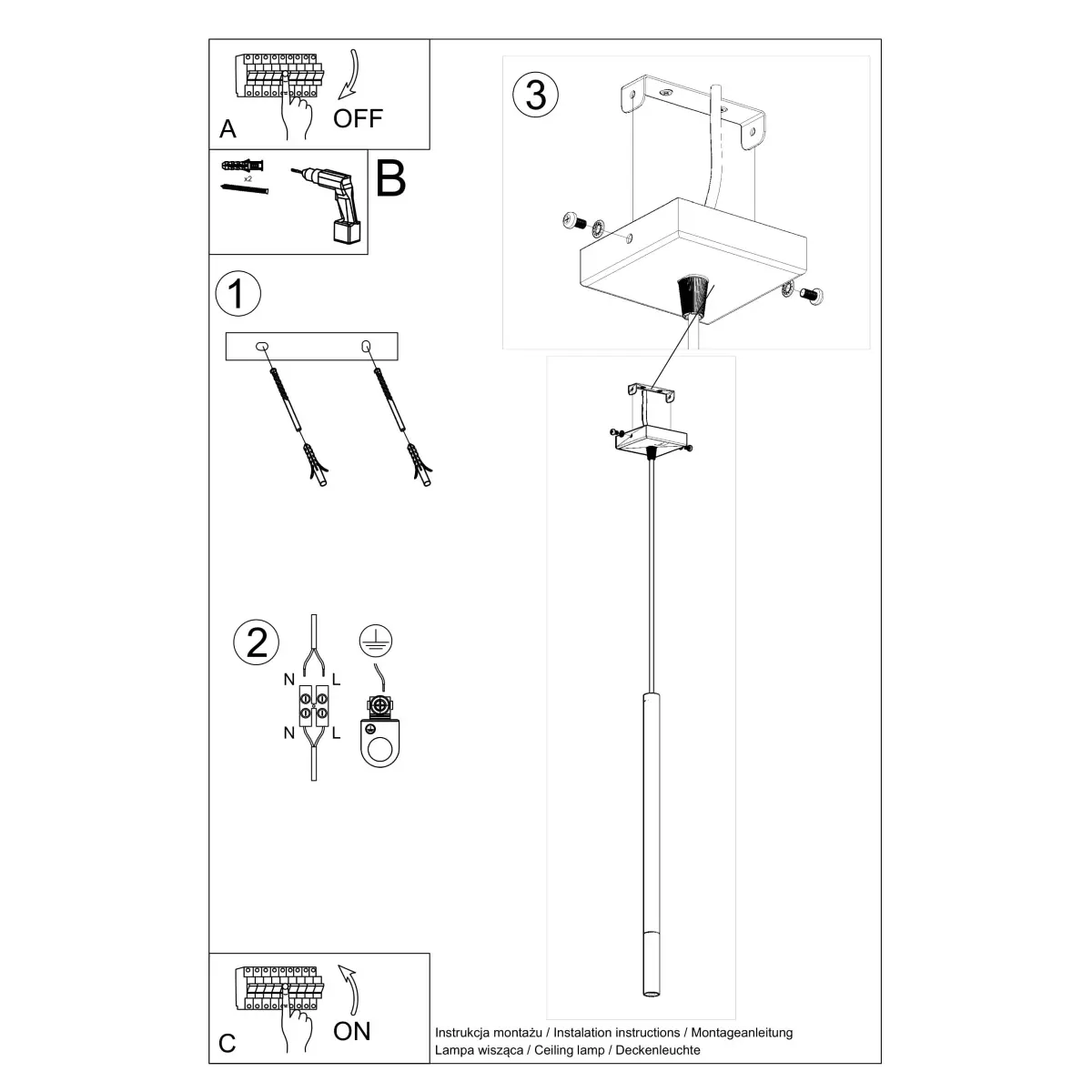 Lampa wisząca MOZAICA 1 czarny/chrom SL.0885 - Sollux Lighting - obrazek 6