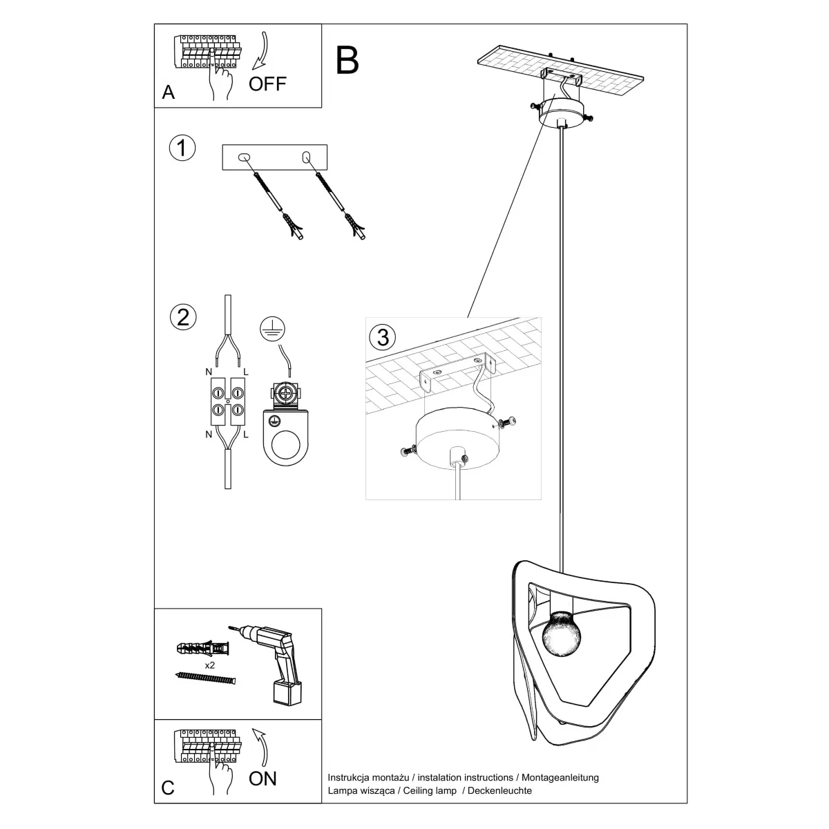 Lampa wisząca TRES czarna SL.0930 - Sollux Lighting - obrazek 6