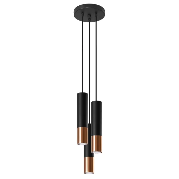 Lampa wisząca LOOPEZ 3P czarny/miedź SL.0949 - Sollux Lighting