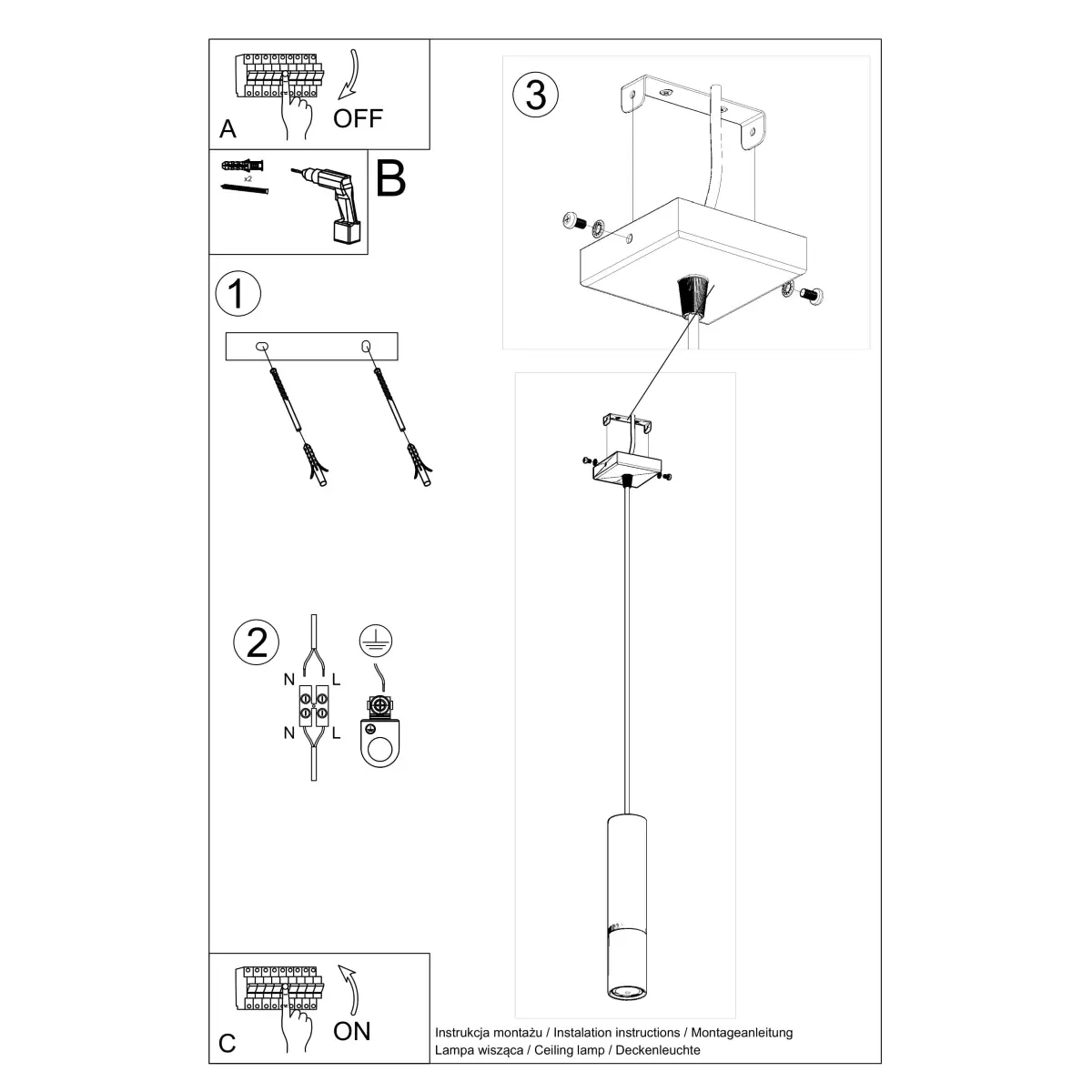 Lampa wisząca LOOPEZ 1 czarny/złoty SL.0952 - Sollux Lighting - obrazek 6