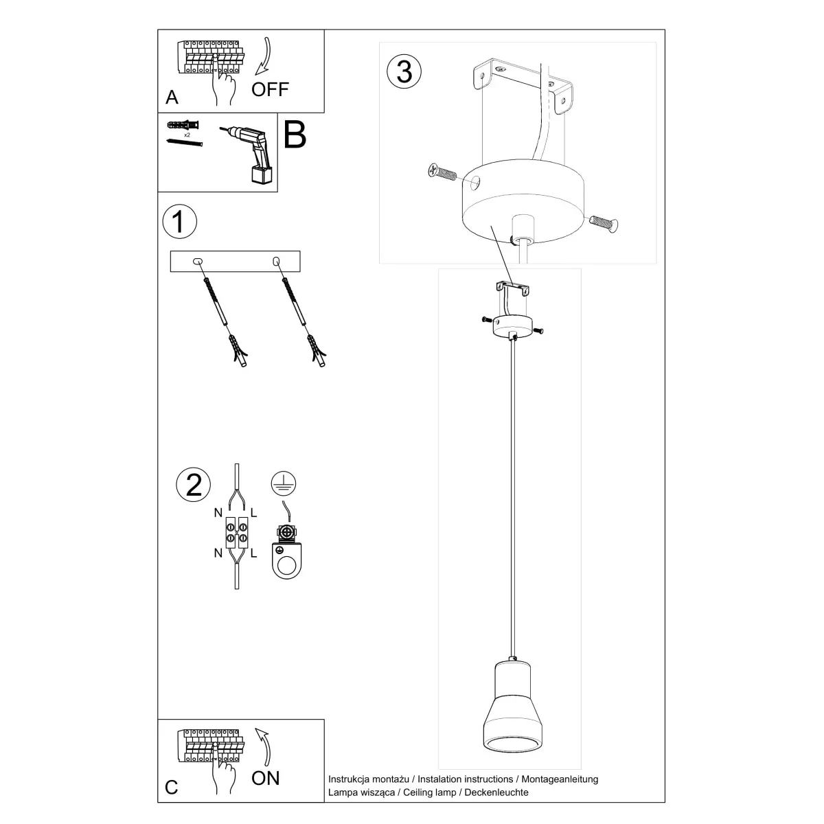 Lampa wisząca QUBIC czarna SL.0963 - Sollux Lighting - obrazek 6