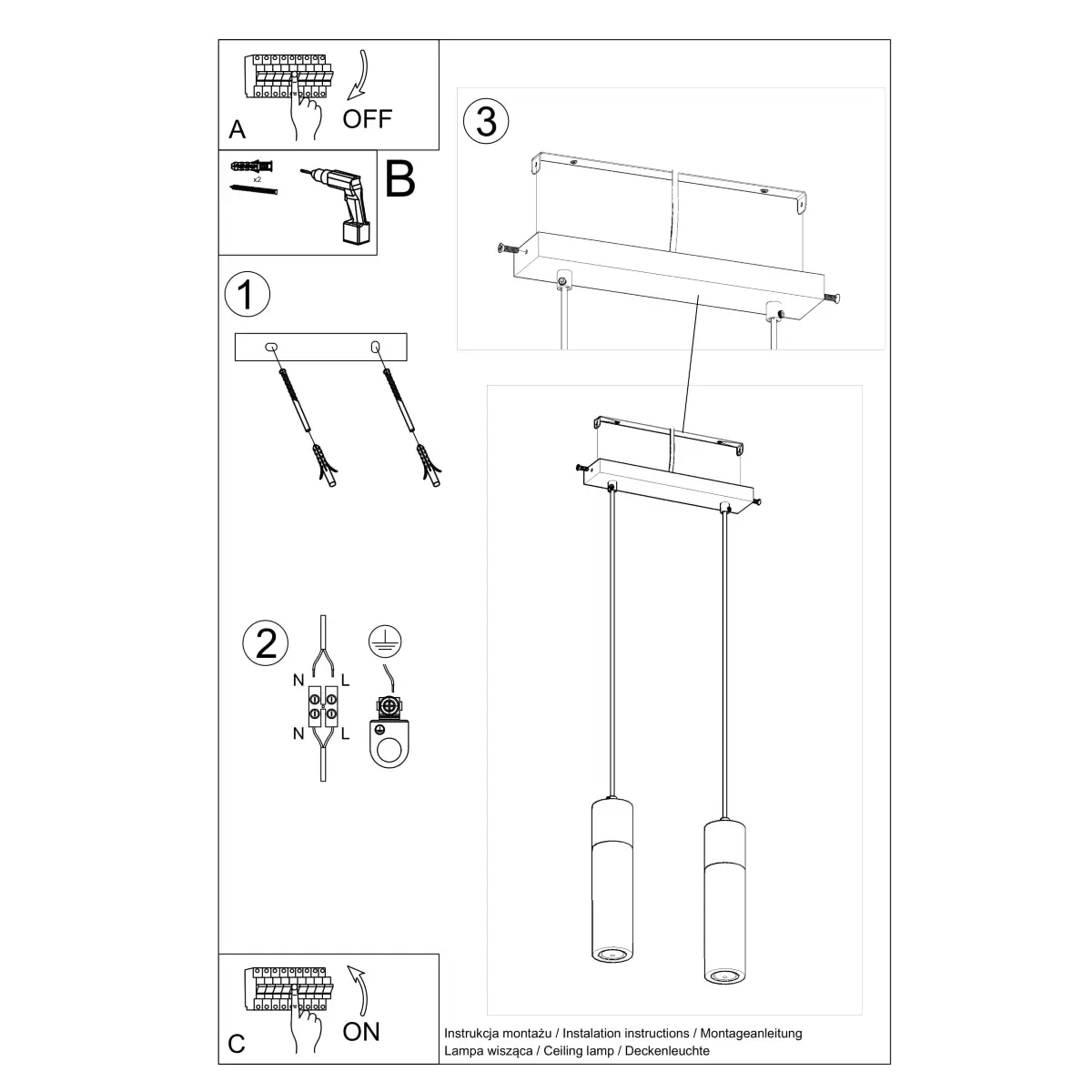 Lampa wisząca ZANE 2 szara SL.0966 - Sollux Lighting - obrazek 6