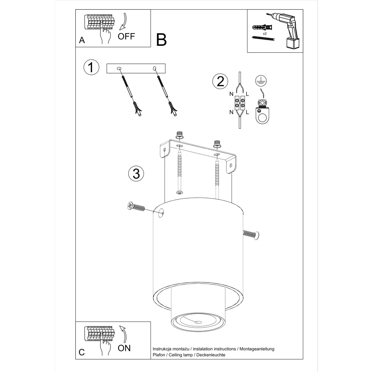 Plafon NESI czarny SL.0982 - Sollux Lighting - obrazek 7