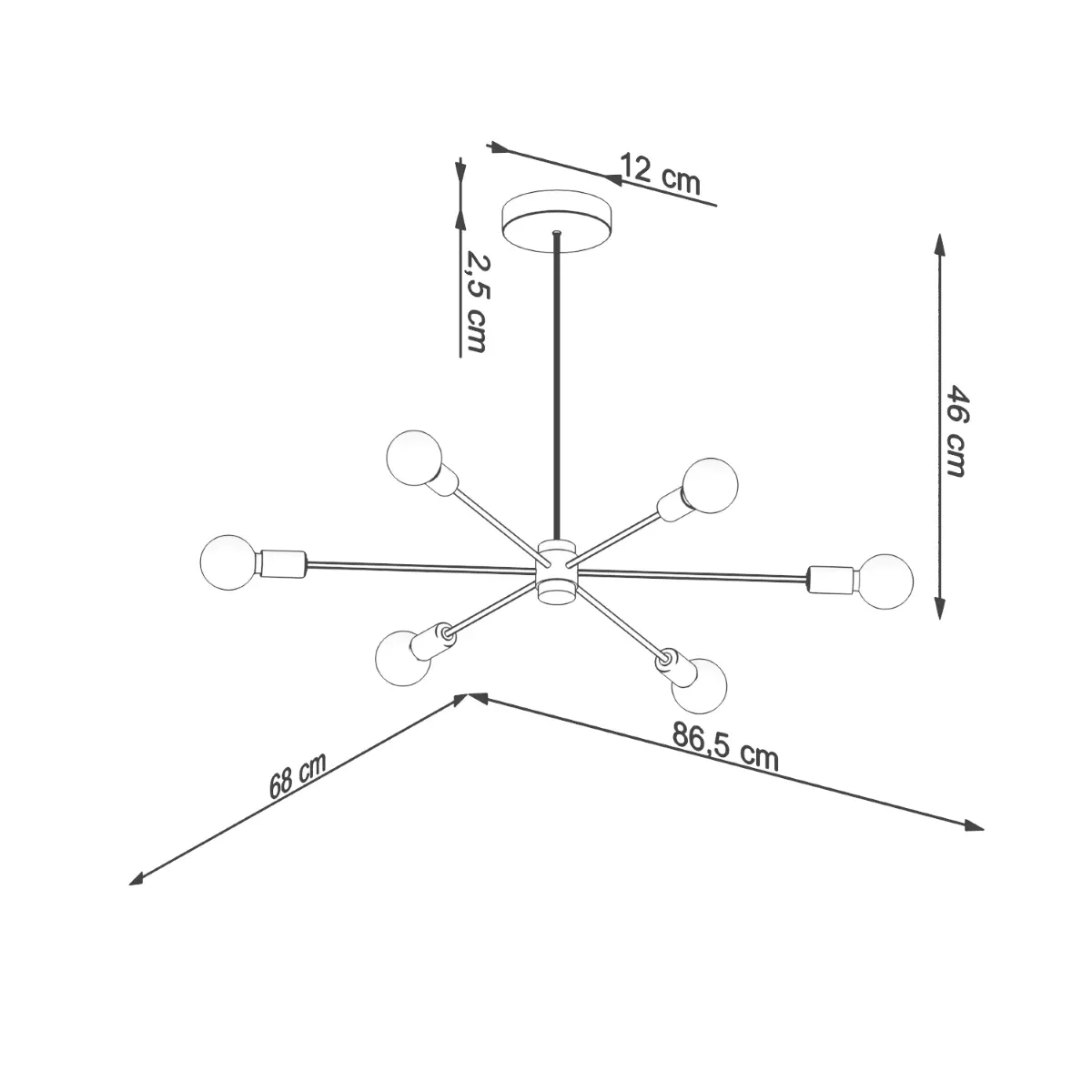 Żyrandol LANGO 6 czarny SL.1023 - Sollux Lighting - obrazek 5