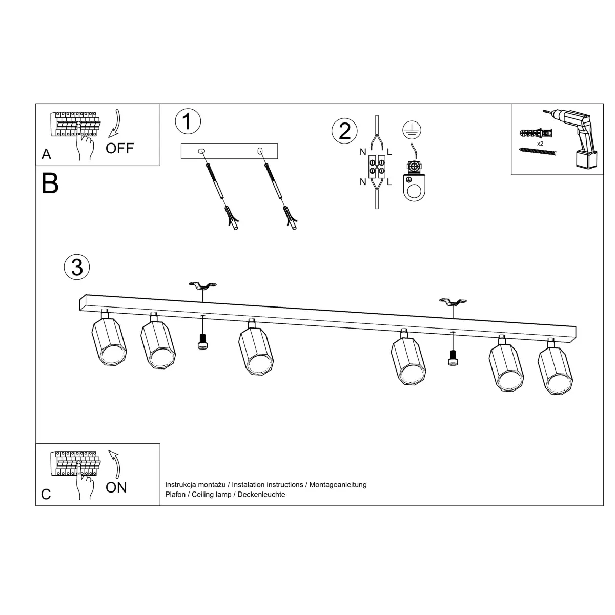 Plafon ZEKE 6 dąb SL.1032 - Sollux Lighting - obrazek 6