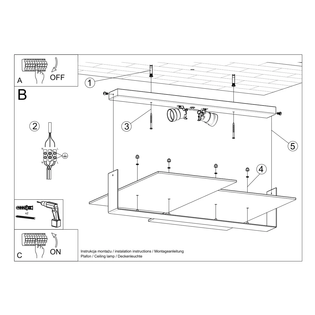Plafon MASSIMO biały SL.1045 - Sollux Lighting - obrazek 6
