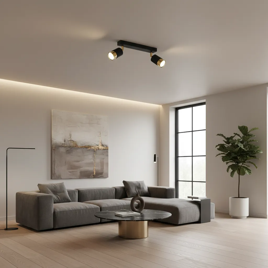 Plafon NERO 2 czarny/złoty SL.1070 - Sollux Lighting - obrazek 2