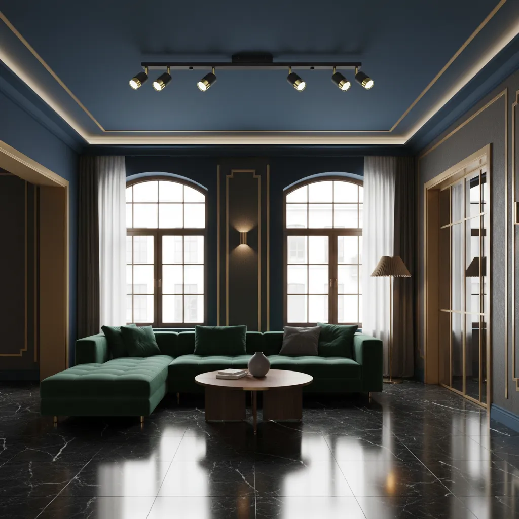 Plafon NERO 6 czarny/złoty SL.1073 - Sollux Lighting - obrazek 2