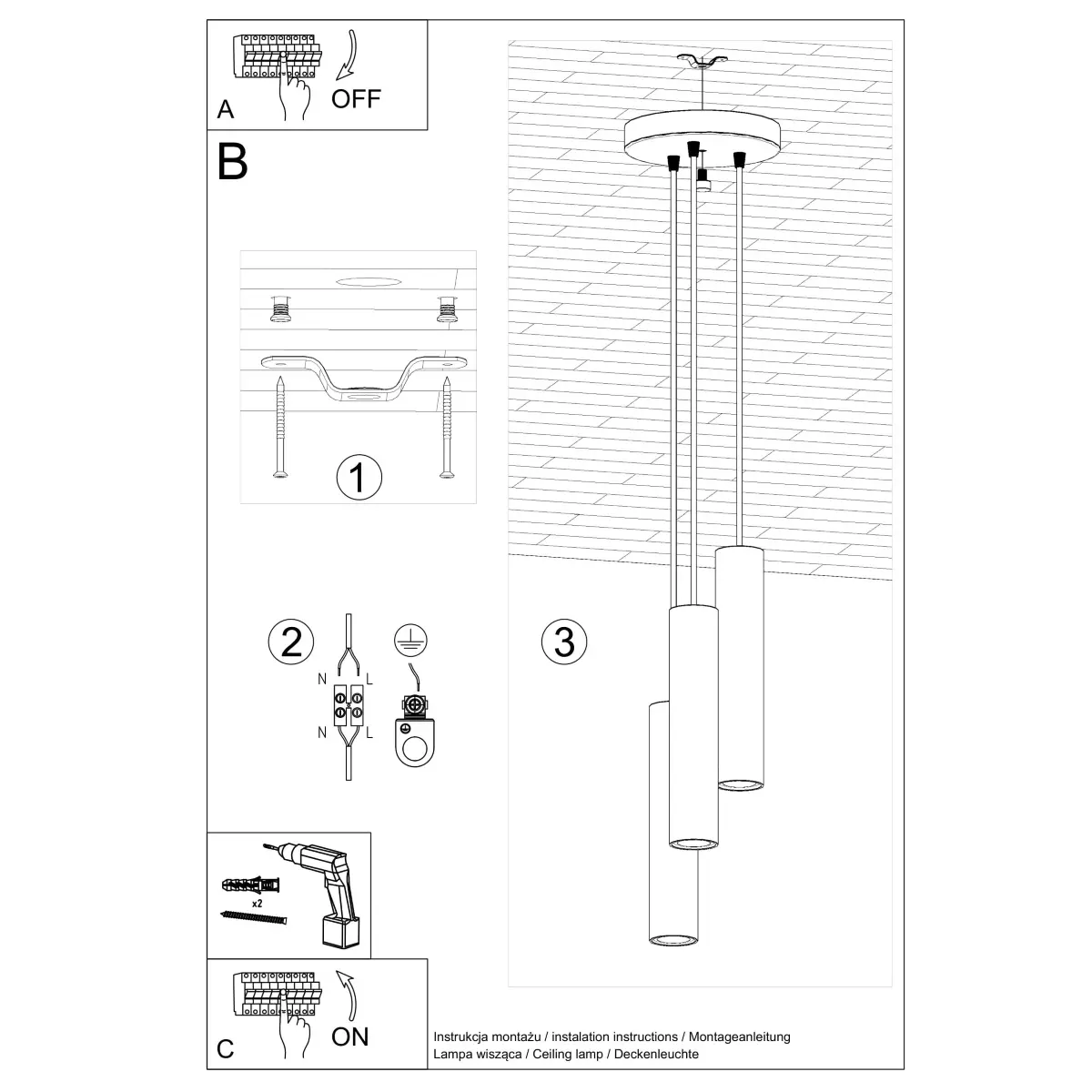Lampa wisząca LAGOS 3P biały SL.1078 - Sollux Lighting - obrazek 6