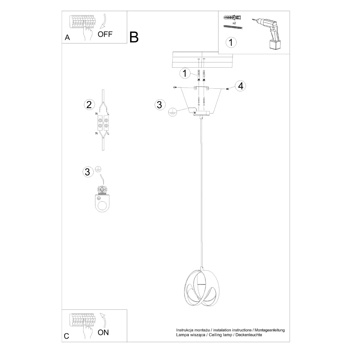Lampa wisząca TULOS 1 czarna SL.1087 - Sollux Lighting - obrazek 5