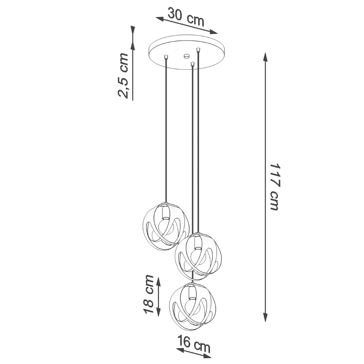 Lampa wisząca TULOS 3P czarna SL.1088 - Sollux Lighting - obrazek 5