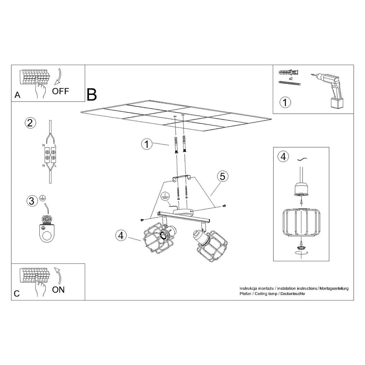 Plafon BELUCI 2 czarny SL.1115 - Sollux Lighting - obrazek 7