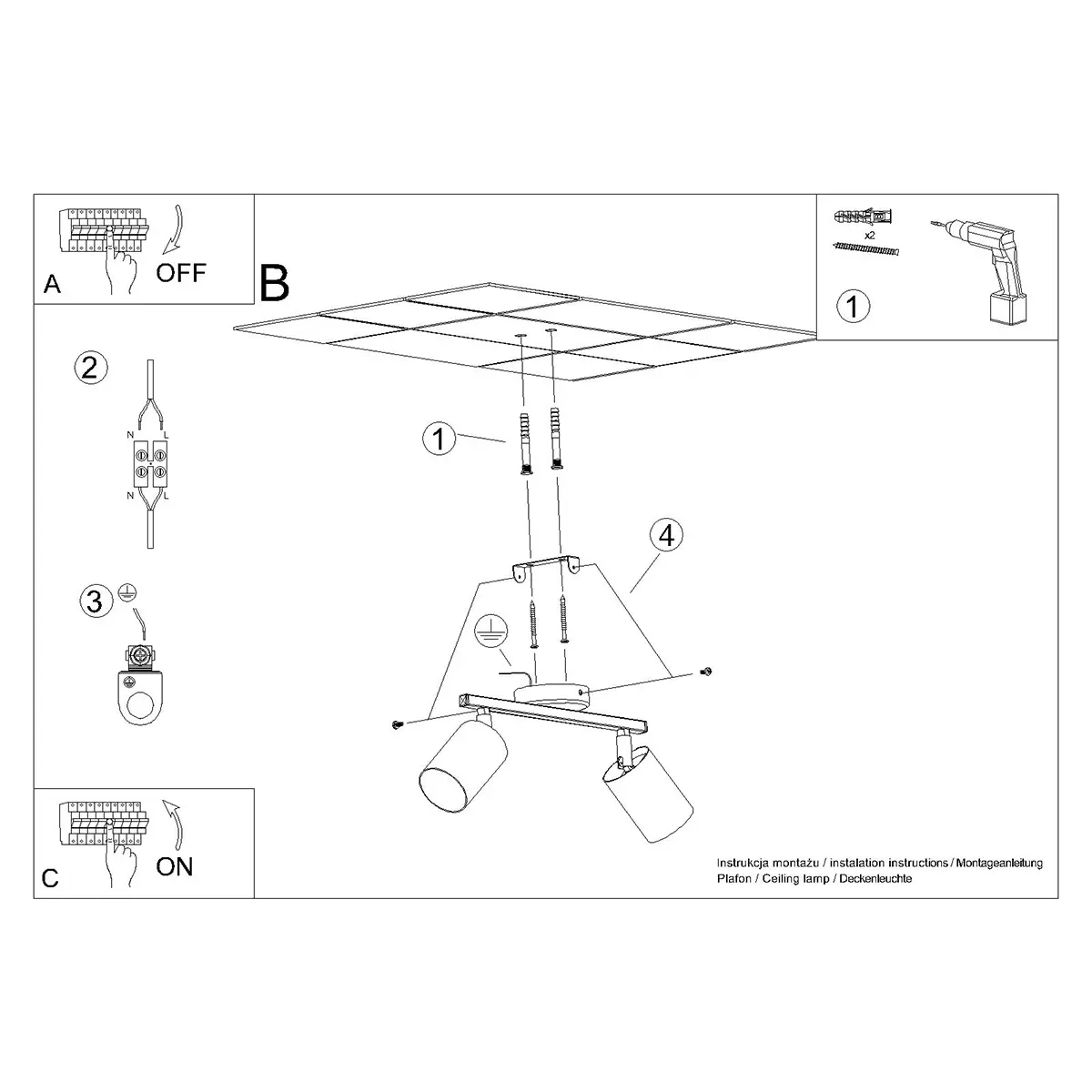 Plafon LEMMI 2 biały SL.1124 - Sollux Lighting - obrazek 7