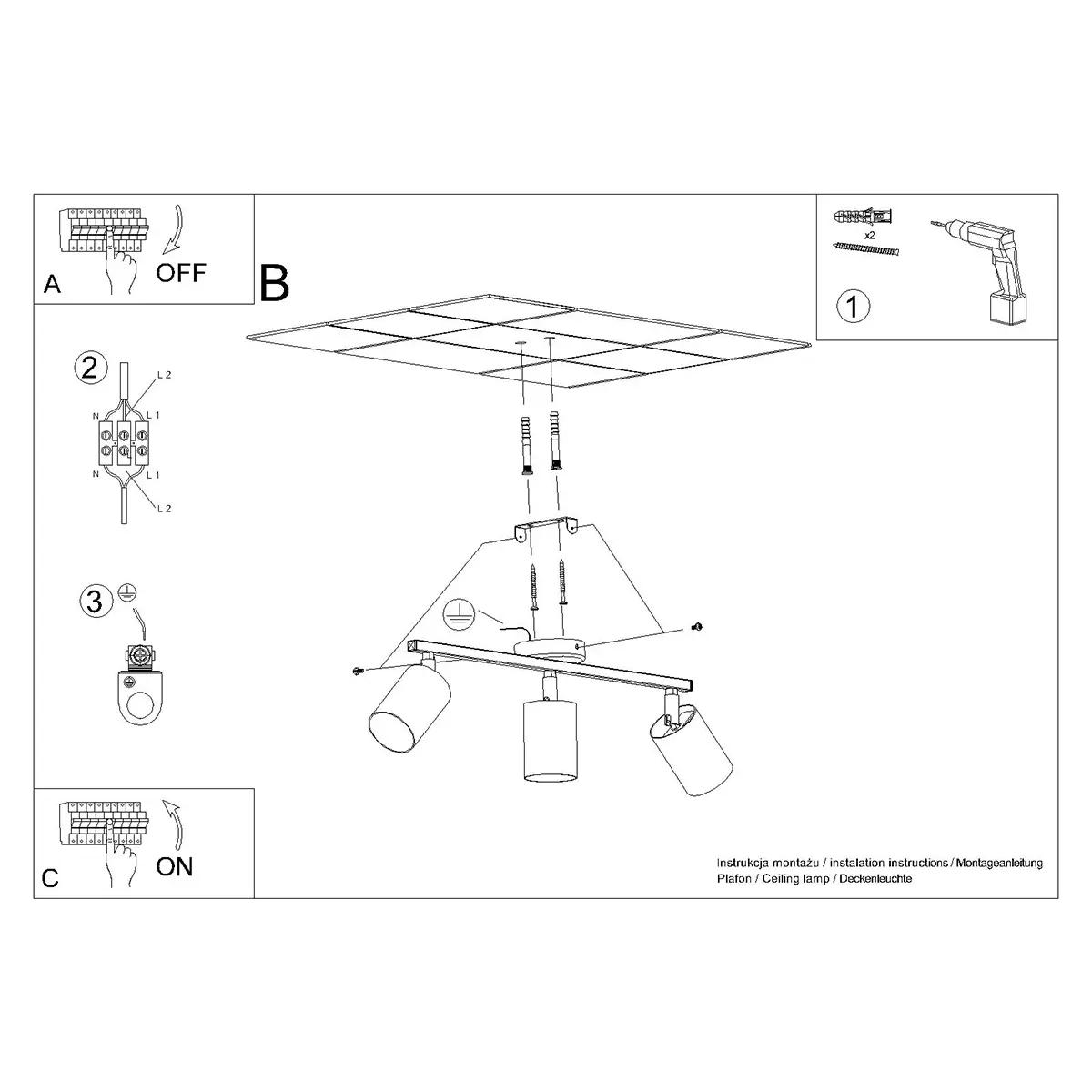 Plafon LEMMI 3 czarny SL.1128 - Sollux Lighting - obrazek 7