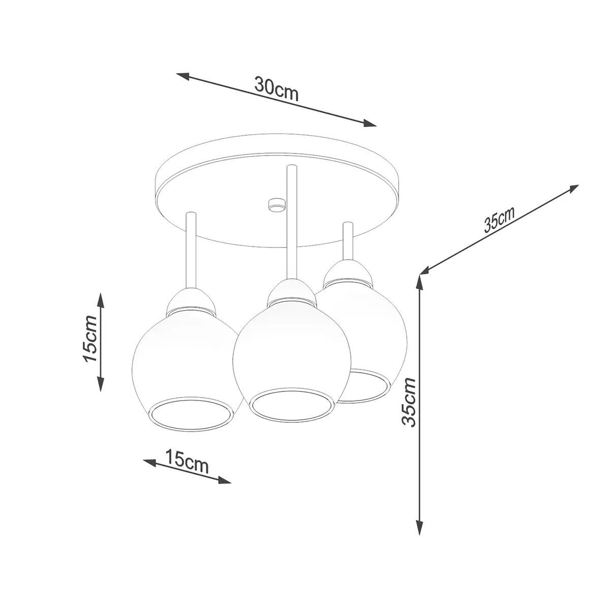 Żyrandol ALINO 3 czarny SL.1140 - Sollux Lighting - obrazek 6