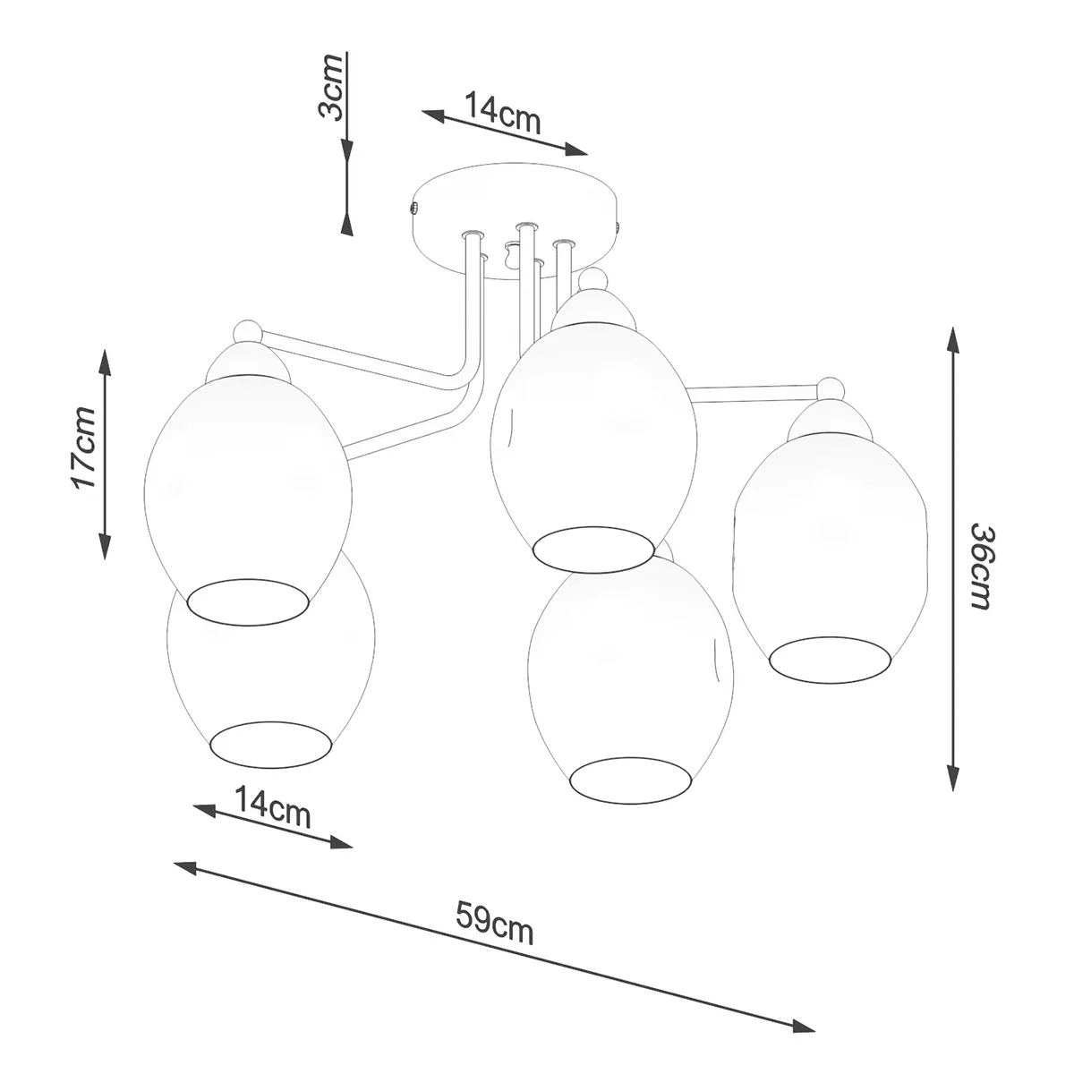 Żyrandol FILLAN 5 czarny SL.1145 - Sollux Lighting - obrazek 6