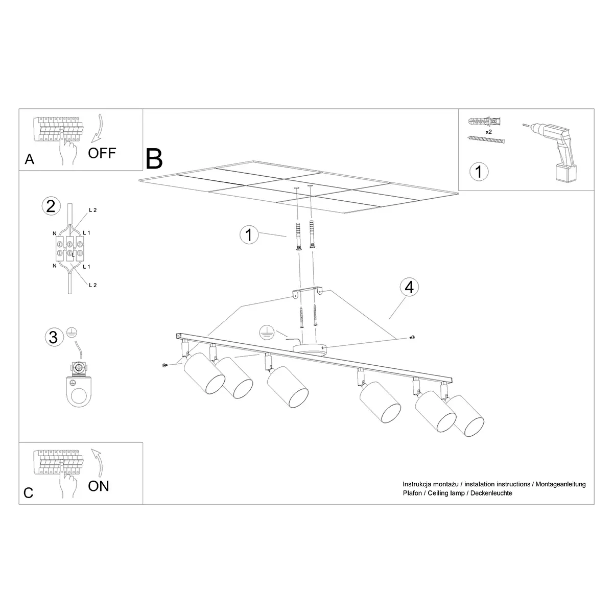 Plafon LEMMI 6L czarny SL.1169 - Sollux Lighting - obrazek 6