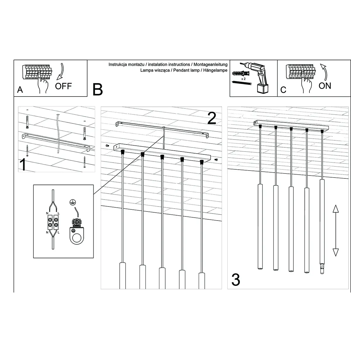 Lampa wisząca PASTELO 5L złota SL.1173 - Sollux Lighting - obrazek 7