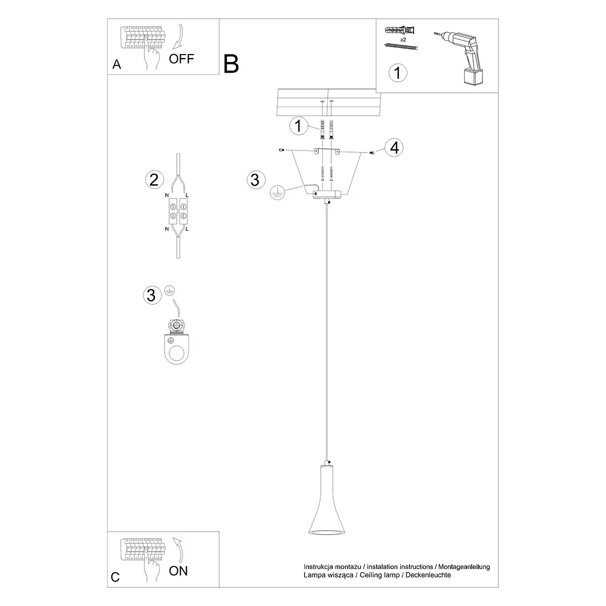 Lampa wisząca REA 1 beton SL.1223 - Sollux Lighting - obrazek 7