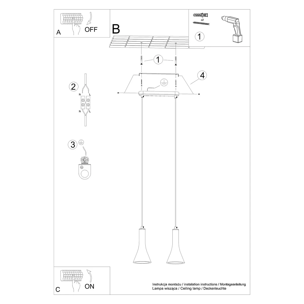 Lampa wisząca REA 2 beton SL.1224 - Sollux Lighting - obrazek 7