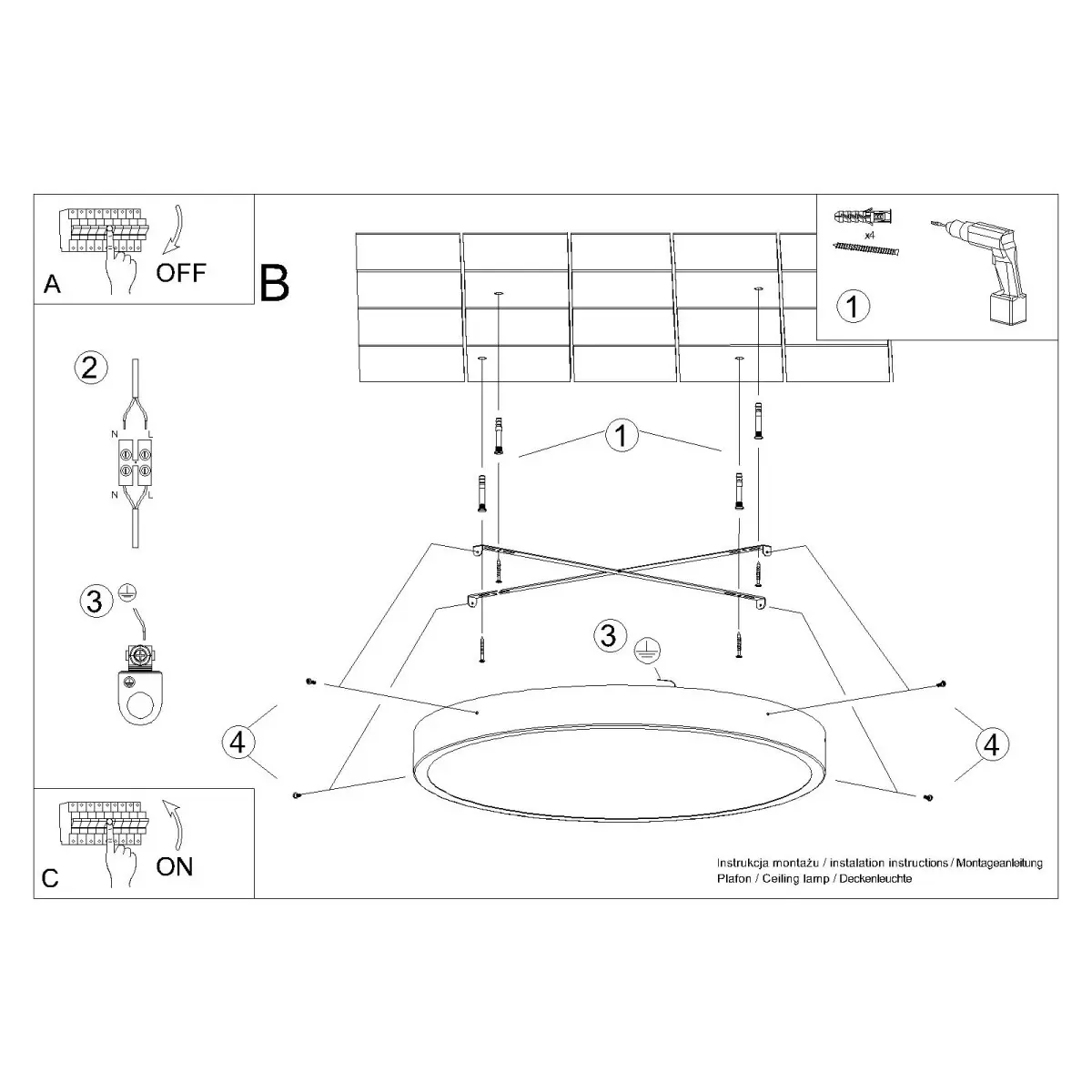 Plafon ONYX 50 czarny LED 3000K SL.1246 - Sollux Lighting - obrazek 7