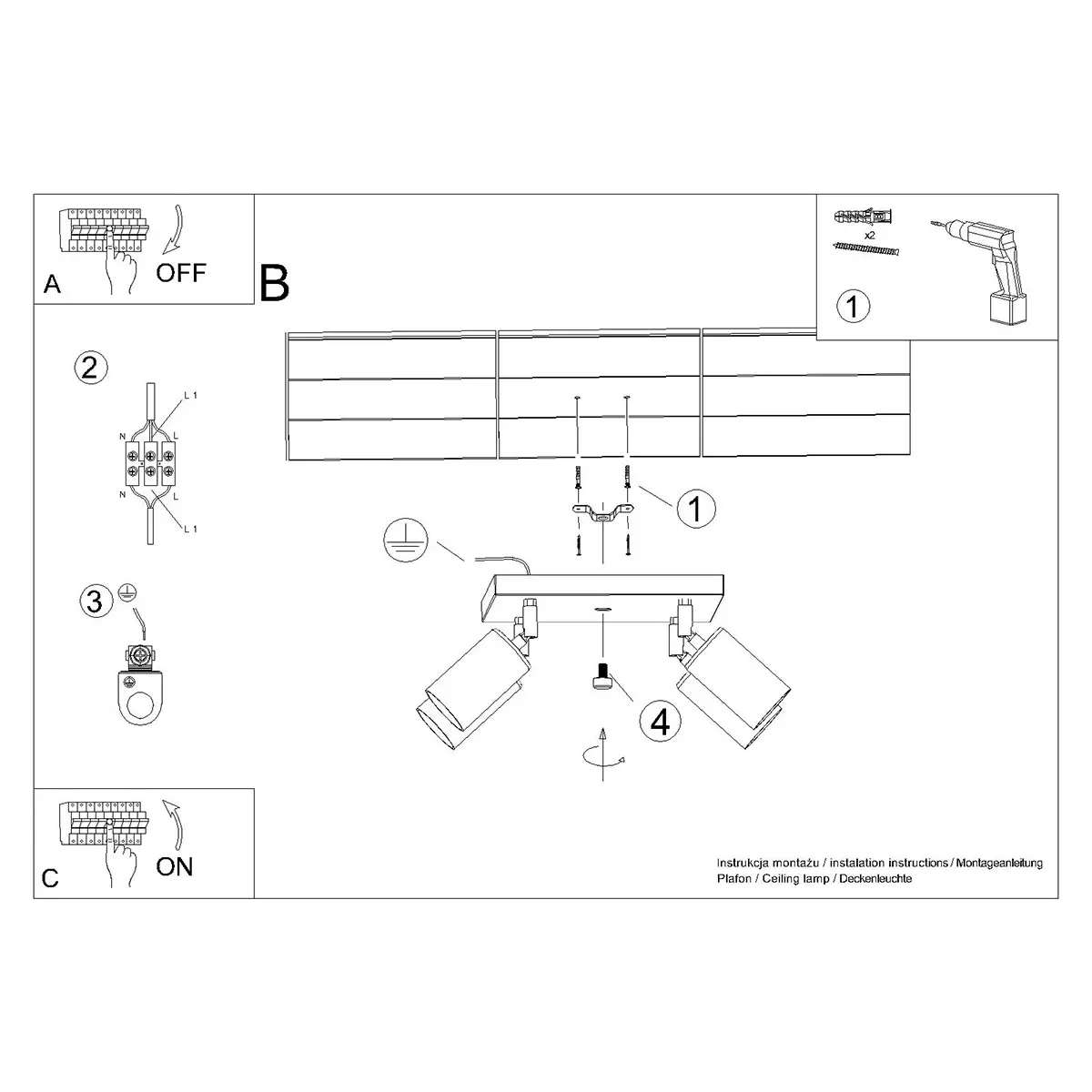 Plafon WINX 4 czarny/miedź SL.1378 - Sollux Lighting - obrazek 10