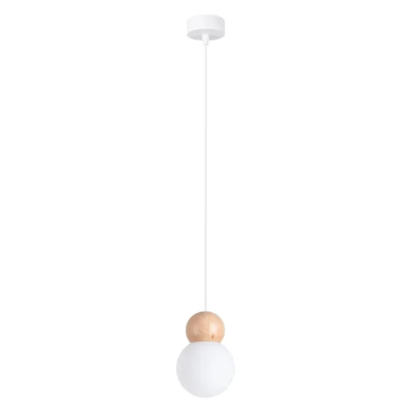 Lampa wisząca PEKKA 1 biała/naturalne drewno SL.1390 - Sollux Lighting