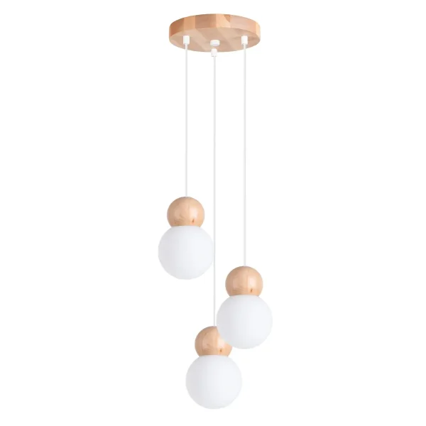 Lampa wisząca PEKKA 3P biała/naturalne drewno SL.1391 - Sollux Lighting