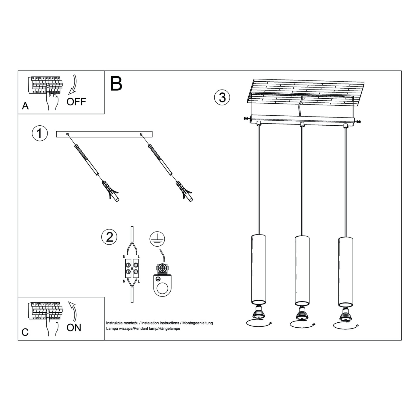 Lampa wisząca LAGOS 3L ochra czerwona SL.1491 - Sollux Lighting - obrazek 9