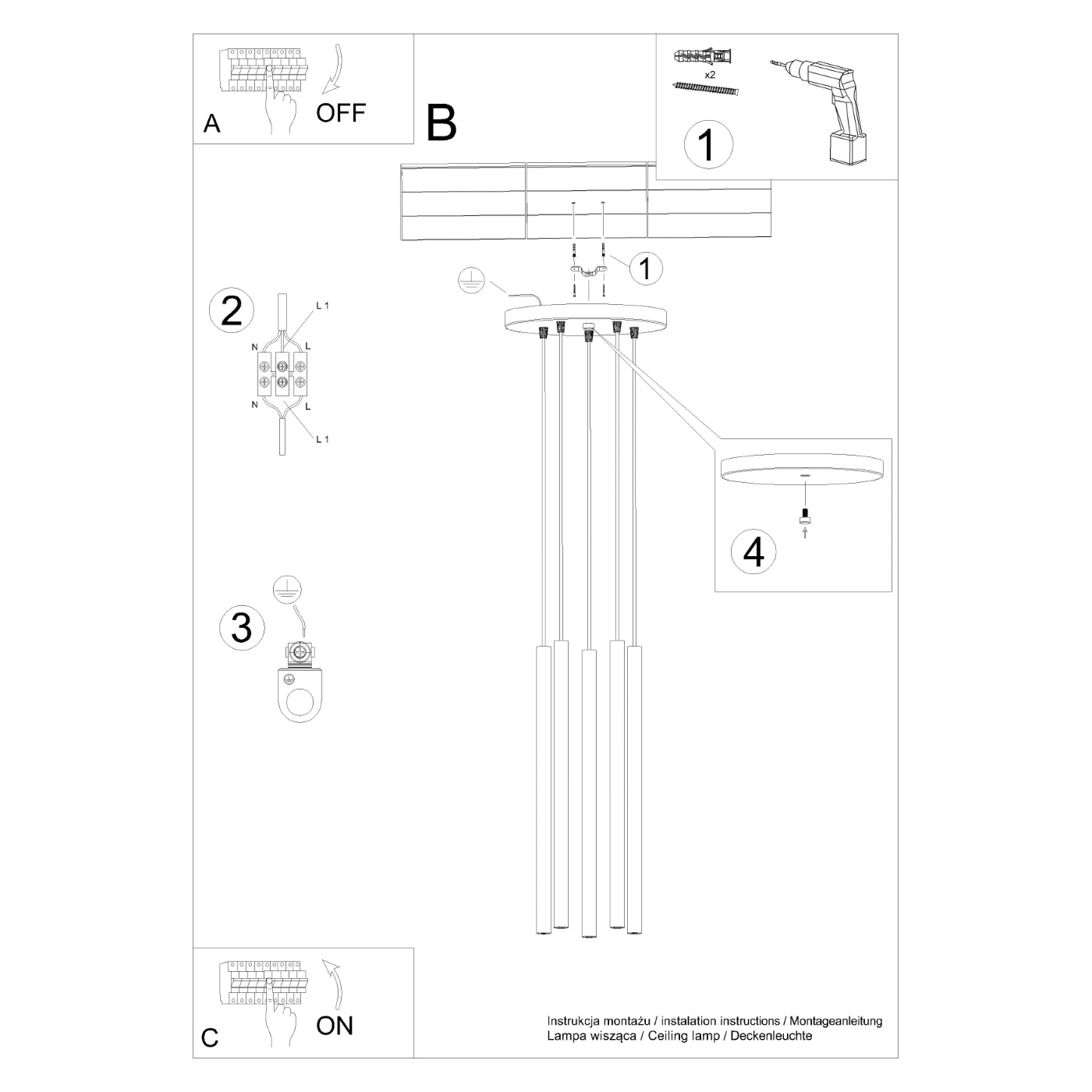 Lampa wisząca PASTELO 5P beżowa SL.1516 - Sollux Lighting - obrazek 7