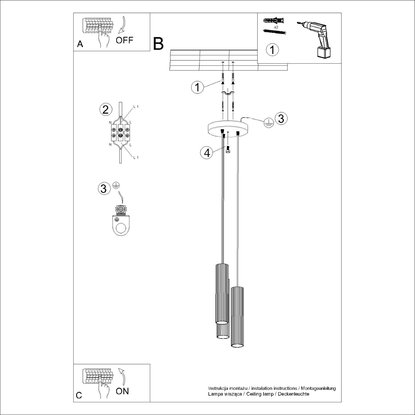 Lampa wisząca KARBON 3P Beżowy SL.1595 - Sollux Lighting - obrazek 10