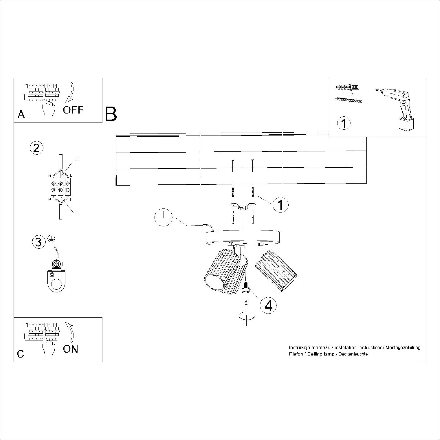 Plafon KARBON 3P Beżowy SL.1601 - Sollux Lighting - obrazek 9