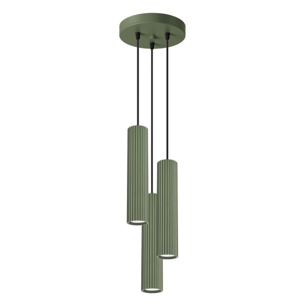 Lampa wisząca KARBON 3P zielona oliwka SL.1614 - Sollux Lighting