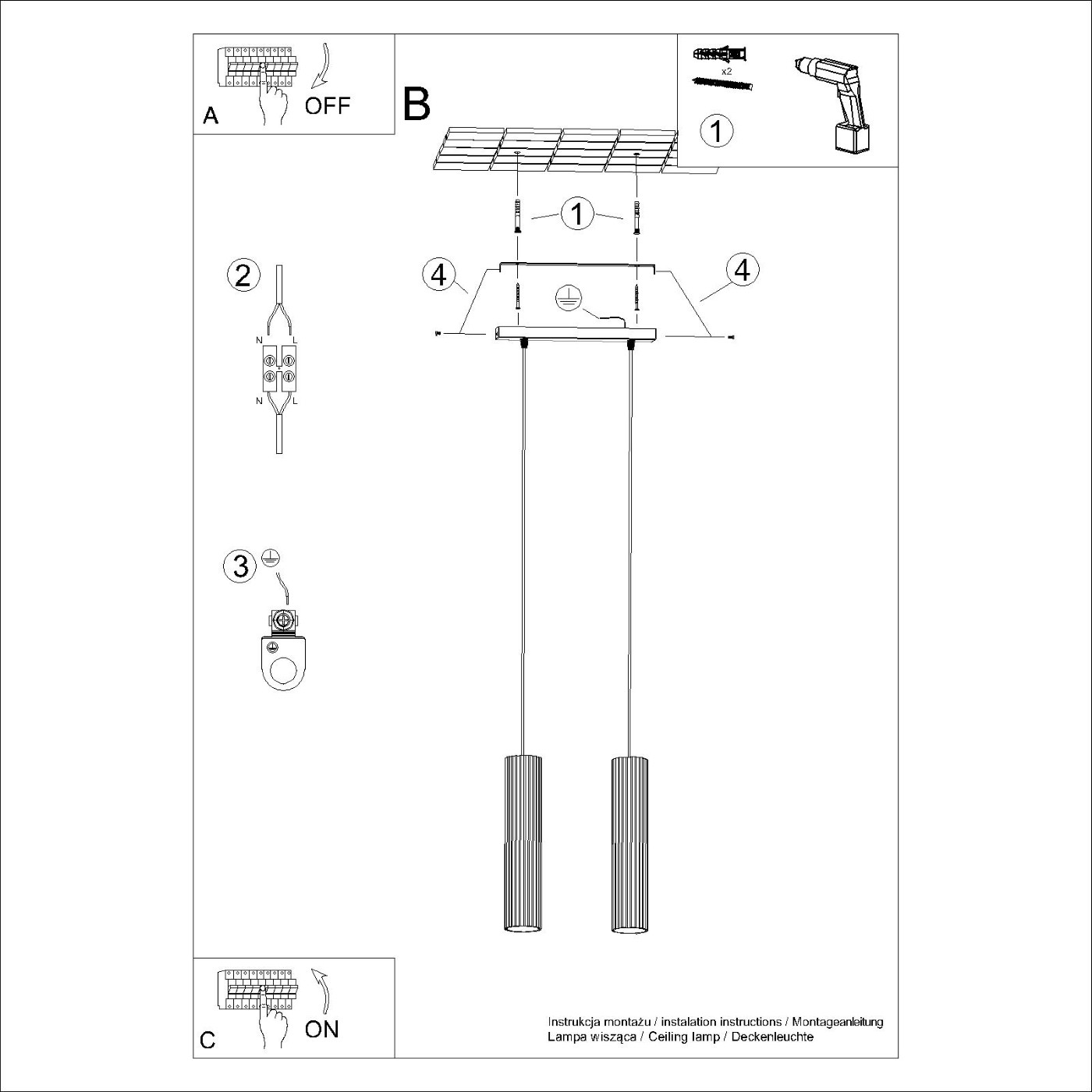 Lampa wisząca KARBON 2 ochra czerwona SL.1631 - Sollux Lighting - obrazek 10