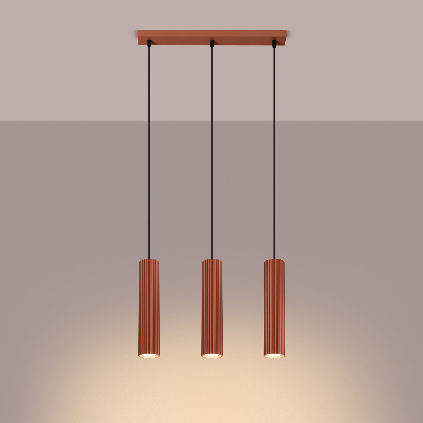 Lampa wisząca KARBON 3L ochra czerwona SL.1632 - Sollux Lighting - obrazek 4