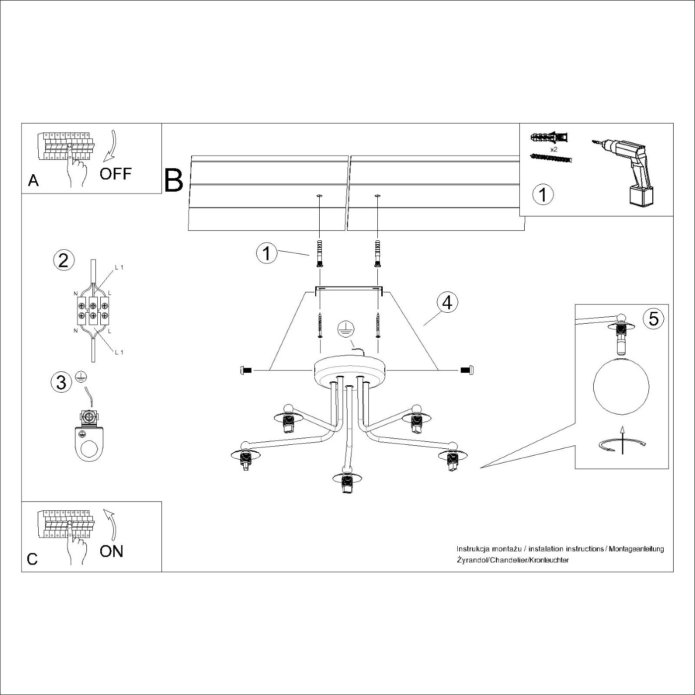 Żyrandol ASTRAL 5 Biały SL.1660 - Sollux Lighting - obrazek 10