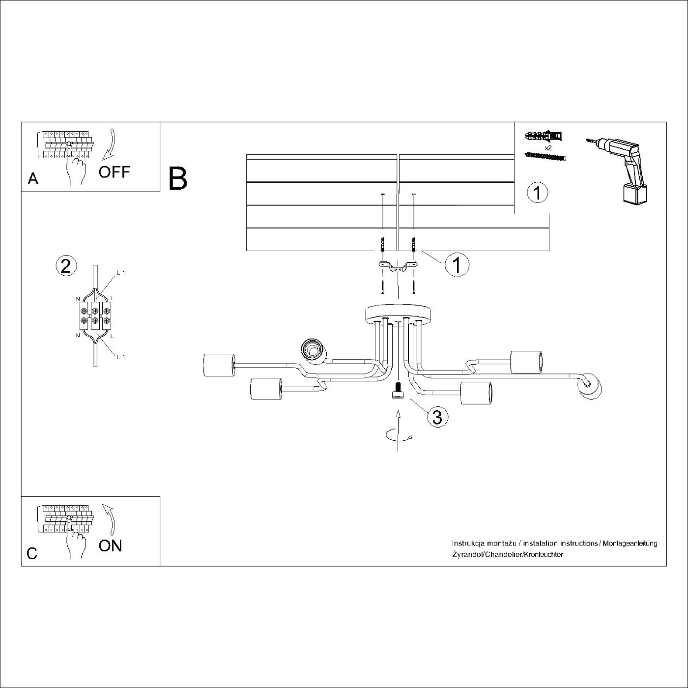 Żyrandol TIMBO 6 czarny SL.1670 - Sollux Lighting - obrazek 9