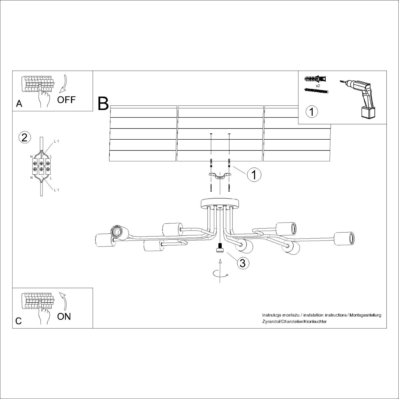Żyrandol TIMBO 8 czarny SL.1671 - Sollux Lighting - obrazek 9
