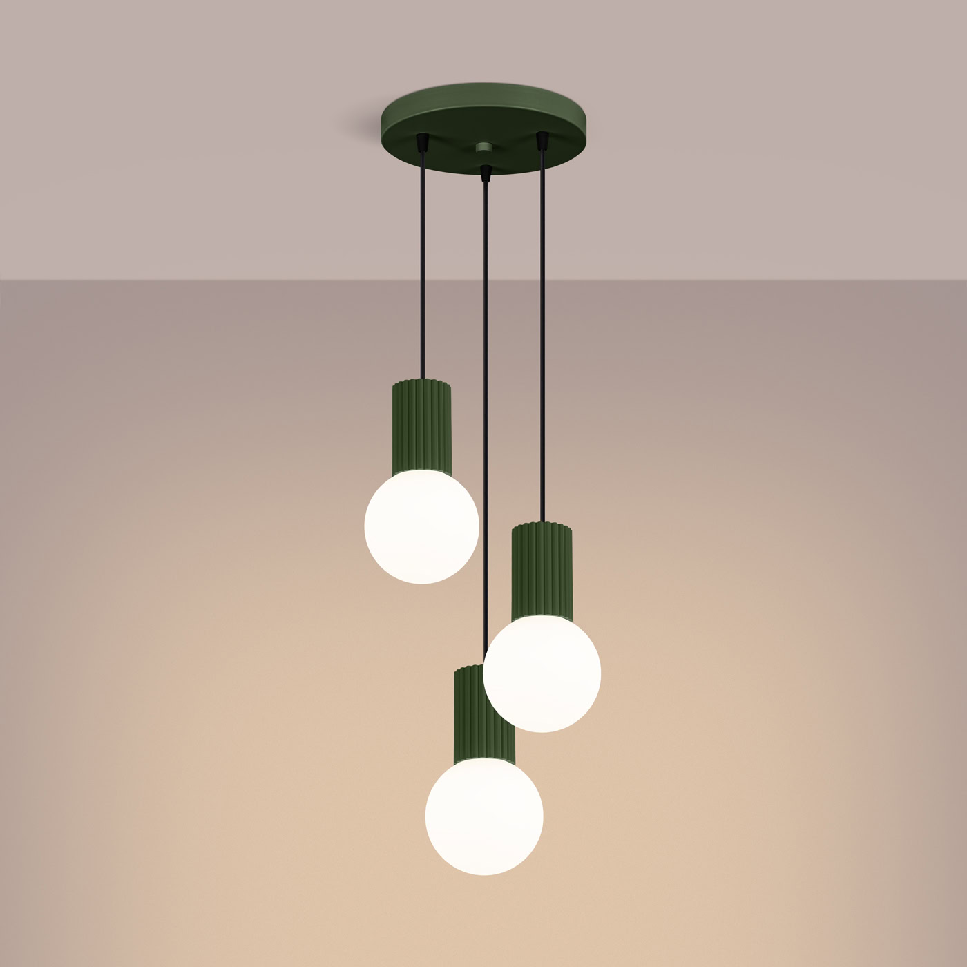 Lampa wisząca HALO 3P zielona oliwka SL.1725 - Sollux Lighting - obrazek 4