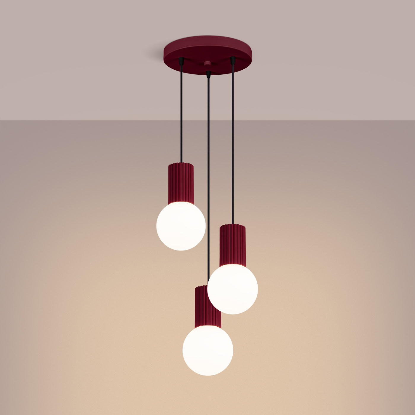 Lampa wisząca HALO 3P burgund SL.1750 - Sollux Lighting - obrazek 4